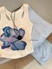 Camisola Regata Americana Retrô Pequena Orquídea para Mulheres, Nova Blusa de Verão Slim-Fit Interna e Externa por Atacado