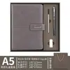 Conjunto de cadernos transfronteiriços com logotipo personalizado, bloco de notas de escritório com fivela Lincoln, caixa de presente com copo térmico, 2 lembranças personalizadas