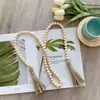 Ins Amazon Estilo Pastoral Europeo y Americano Cadena de Cuerda de Cáñamo con Borla de Cuentas de Madera Decoración para Habitación del Hogar Sala de Estar Amarre de Cortina Hecho a Mano