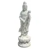 Escultura Personalizada em Pedra de Estátuas de Buda em Mármore Branco: Buda da Medicina de Três Faces, Bodhisattva Guanyin, Bodhisattva Manjushri e Deus da Riqueza dos Nove Caminhos para Exposição ao Ar Livre