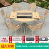 Mesa de Barbacoa del Patio Familiar Moe, Mesas y Sillas de Plástico y Madera para Jardín al Aire Libre, Parrilla de Carbón y Eléctrica Comercial para Exteriores, Ocio al Aire Libre de Madera Maciza