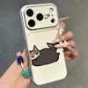 Adequado para Transformar Instantaneamente Seu iPhone em um Design de Casal de Gato e Coelho Cartoon do Apple 18 Pro Max, Capas Personalizadas Macias e Rígidas de Corning