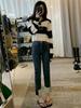 Jeans Holgados para Mujer con Dobladillo Enrollado, Nuevos Pantalones Cigarette Cropped Elásticos de Cintura Alta para Mujeres Petites, Pantalones Rectos Estilo Boyfriend para Primavera y Otoño