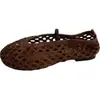 Sandalias Cerradas de Tejido Hueco para Mujer, Zapatos Planos Mary Jane Verano 2026, Sandalias Transpirables Slip-On para Verano