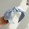 Diadema Grande con Lazo para Mujer, Estilo Dulce Coreano, Diadema de Tela de Color Sólido, Borde Ancho, Pinza para el Cabello Simple y Elegante