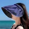 Sombrero de Casco Anti-UV de Vinilo Estilo K para Exteriores de Ala Ancha Popular Sombrero de Protección Solar Verano Damas Venta al por Mayor
