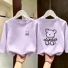 Camiseta de algodón puro de manga larga para niña de principios de otoño, top base de otoño para niños mayores, top elegante de cuello redondo para niñas en edad escolar