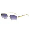 Gafas de Sol sin Marco Estilo Retro Europeo y Americano para Hombres y Mujeres, Modernas, Adelgazantes, Cara Pequeña, Hip-Hop, Nueva Moda
