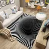 Alfombra Visual 3D Transfronteriza Sala de Estar Celosía Blanco y Negro Ilusión Hogar Sala de Estar Tapetes Impresos para Pies Alfombra de Oficina Moderna