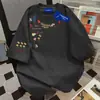 Camiseta de Verão Nova com Manga Curta para Mulheres, Estampa Floral Divertida e Estilosa com Letras, Marca Tendência, Caimento Solto, Top Estilo College