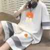 Traje Casual de Verano para Hombre, Camiseta Waffle Casual de Manga Corta Talla Grande, Shorts Deportivos Sueltos de Moda para Hombres Gordos