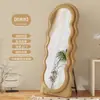 Espejo de pie ondulado de cuerpo entero de moda para uso doméstico, estilo Cream Ins, espejo de tocador para dormitorio de niñas, espejo de probador de alta gama