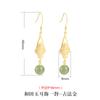 Pendientes de jade hetiano de plata esterlina S925, pendientes largos artísticos retro de lujo con margaritas, pendientes de oro antiguo