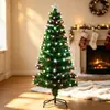 Árbol de Navidad de fibra óptica más vendido transfronterizo con luces de colores y adornos de bolas redondas esmeriladas, Decoración navideña para arreglo de escenas festivas