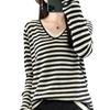 Suéter de Punto Cálido de Lana Fina Transfronteriza 2025 Otoño e Invierno Nuevo para Mujer, Cuello en V, Bloques de Color, Falso Dos Piezas, Jersey de Manga Larga