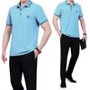 Traje de Verão Masculino Meia-idade e Idosos Manga Curta Calça Conjunto de Duas Peças Roupa Esportiva para Meia-idade Casual para o Pai Fino