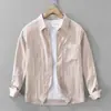 7521 Camisa Fresca Larga de Manga Larga Fina Estilo Japonés Moda Masculina Versátil Artística Casual Holgada Top Venta al por Mayor