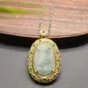 Colar Pingente Paisagem de Jade Birmanês Natural Grau A Estilo Étnico Unissex Diversos Estilos 9014