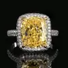 2026 Nuevo Modelo Joyería Huabi Base de Cobre Chapado en Platino Gama Alta Estilo Flor de Hielo Lujo Ligero Anillo Cuadrado 10*12