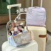 Bolsa de Maquillaje de Pie con Espejo para Mujer, Gran Capacidad, Portátil, Se Puede Colgar en una Maleta, Bolsa de Mano para Viaje con Compartimentos