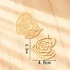 Pendientes de Metal Estilo Retro Exagerado Elegante Europeo y Americano con Diseño Hueco de Flor de Rosa Estéreo Pendientes de Pétalos de Moda Elegantes para Mujer