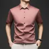 Camisa Masculina de Manga Curta de Seda de Amora de Alta Qualidade para o Verão, Tamanho Grande, Luxo Leve, Seda Genuína, Casual de Negócios, Cor Sólida, Não Amassa, Resistente a Amassados