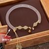 Pulsera de conejo de jade de estilo chino para mujer, hecha a mano, con cuentas, etiqueta de carácter fu, hebilla de anillo de seguridad, pulsera de jade de imitación