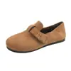Hebilla de cinturón para mujer 2026, zapatos estilo Birkenstock, zuecos con forro de felpa, estilo retro francés versátil nuevo para otoño e invierno