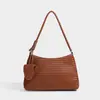 Bolsa de mão com padrão trançado transfronteiriça para mulheres, nova bolsa de balde de grande capacidade, bolsa de ombro sob o braço moderna e versátil
