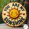 Letrero de Madera Redondo Vintage con Sol Sonriente y Texto en Inglés, Decoración de Pared Cálida para el Hogar y el Jardín Artículo de Madera