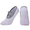 Venta al por mayor de fábrica de calcetines de yoga con tiras cruzadas, calcetines de baile antideslizantes profesionales de silicona plateada, calcetines de baile antideslizantes para adultos