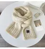 Bufanda cálida de otoño e invierno Dongdaemun Corea del Sur Bufanda tejida dulce japonesa etiqueta de tela para mujer Bufanda de lana lisa combinable