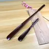 Personas Mayores Usan Levantadores de Zapatos de Mango Largo de Madera de Durazno para Uso en Casa, Calzadores de Madera Maciza para Mujeres Embarazadas