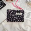 43162 Bolsa de Almacenamiento Portátil de Algodón Acolchado Floral para Toallas Sanitarias Gran Capacidad Linda Suave Bolsa para Monedas y Labiales