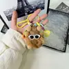 Colgante Popular Lindo Elfo de Amazon con Botón Colorido, Bola de Carbón Pequeña, Llavero de Coche de Piel de Conejo, Adorno de Peluche