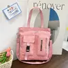 Bolsa de Lona Simple con Letra para Mujer, Versátil Bolsa Grande de Capacidad para Tutorías, Mochila Escolar para Estudiantes, de un Hombro y de Doble Hombro