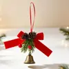 Enfeites de Sino de Natal, Laços de Veludo, Pinhas de Árvore de Natal, Bolas de Natal, Suprimentos para Decoração de Cena, Pequenos Enfeites Penduráveis
