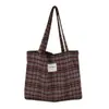 Otoño e Invierno Nuevo Bolso de Hombro a Cuadros de Lana Gran Capacidad Bolso de Mano Bolso Tote Retro Versátil para Viajes Moda Bolso de Mujer