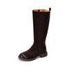 [Preço Promocional 280] Botas Longas de Couro Fosco para Mulheres, Botas de Cano Alto com Zíper Lateral para Outono e Inverno, Botas Slim