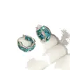 Pendientes cuadrados de circón azul de lujo ligero, estilo único y minimalista, pendientes de aro simples de alta gama