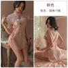 Conjunto Cheongsam Sentiful Ropa Interior Vintage Hueco Bordado Deseo Puro Estilo Clásico Cuello Vertical Botón de Bobina Malla Abertura