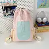 Bolsa de Viagem Estilo Coreano com Contraste e Cordão em Lona, Mochila Esportiva para Ciclismo ao Ar Livre, Mochila Escolar para Estudante