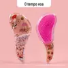 Novo Pente de Desenho Animado com Areia Movediça Transparente Anti-Nós Massagem Suavizante Cabelo Fofo Crianças