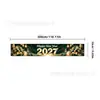 Bandera de Pancarta de Año Nuevo Negra y Dorada 2027, Decoración para Fiesta de Nochevieja, Pancarta Larga con Agujeros para Colgar en Interiores y Exteriores