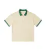 Camisa Polo Casual de Punto Plano Jacquard Color-Block Cuello Suelto Moderna de Manga Corta Estilo Unisex Versátil