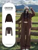 Conjunto de tres piezas holgado y versátil para mujer, nuevo estilo coreano otoño 2026, sensación casual y relajada, cárdigan con capucha, sudadera casual de manga larga