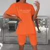 Em Estoque 2026 Camiseta Casual Solta com Estampa de Carta da Amazon Conjunto de Shorts Casuais Esportivos Cruzados