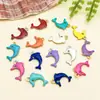Colgante de delfín de esmalte de doble cara de acero inoxidable para pendientes, pulseras, llaveros y joyería hechos a mano para DIY