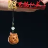 Corrente de Celular Esculpida Dragão da Reunião de Sândalo Roxo e Sândalo Verde, Pingente de Decoração de Mochila Dragão do Zodíaco Art Ming Xian Yuan DIY