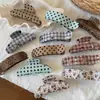 Pinza de cocodrilo vintage con estampado floral de lunares para niñas, pinza de garra versátil con estampado de cuadros dulces, leopardo japonés y coreano para el uso diario